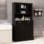 Grande armoire de rangement noire pour salle de bain. Fabriqué en E1, charge de 150 lb. Double fonction avec tablettes réglables. Organisez les sacs amovibles. Poignée carrée élégante. Surface peinte pour un look durable.-1209705433