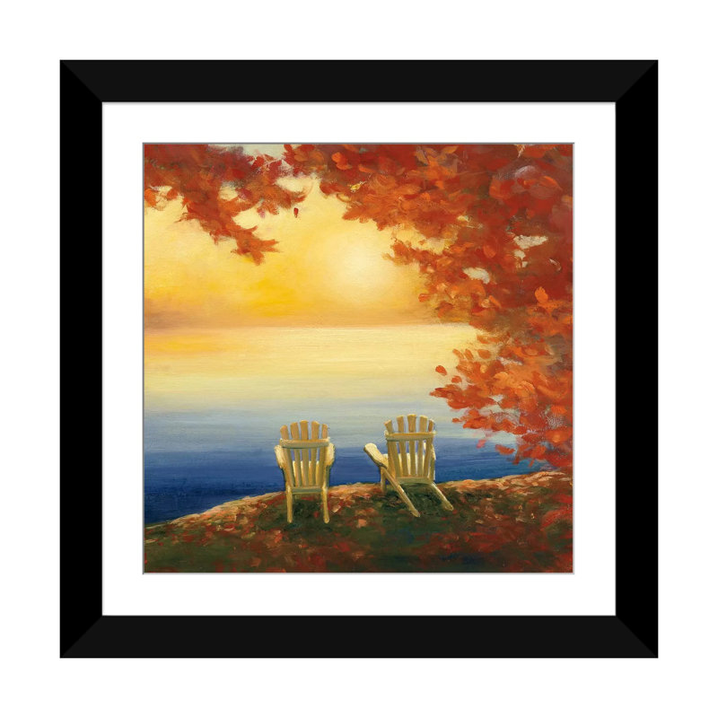 « automne lueur ii », reproduction d’art sur toile tendue, H 16 po x l 16 po x P 1 po, Papier d'art encadré noir, Blanc