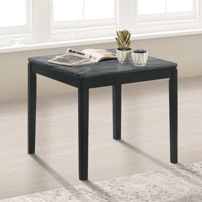 Vinnie Faux Grey Marble and Black End Table