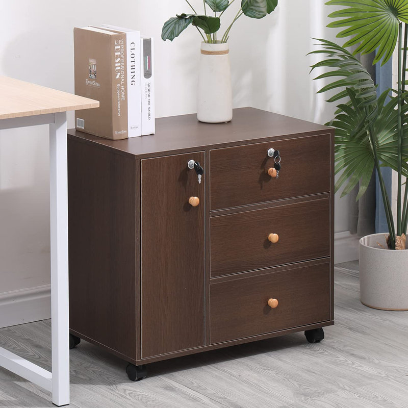 Ladessa 60 cm W 3 -Drawer Filing Cabinet, Dark Oak
