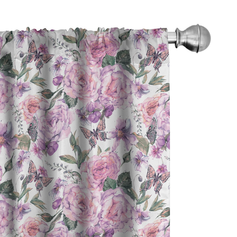 Floral Semi-Sheer Rod Pocket Curtain Panels, 28" x 84"