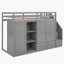 Lit de rangement avec 3 tablettes, 2 armoires et 2 tiroirs-108600770