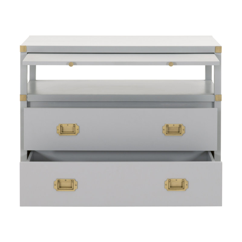 Table de chevet 2 tiroirs Yeleini, Gris tourterelle