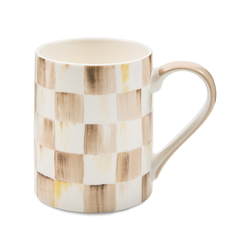 Check Porcelain Mug, Brown/White