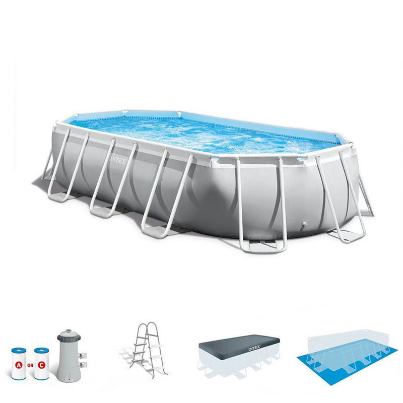 Intex 16.5ft x 9ft x 48in Oval Prism Frame Pool Set with Pump