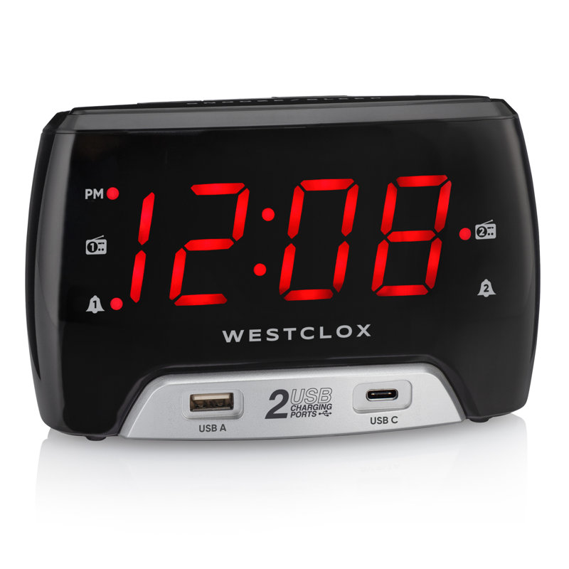 HORLOGE DEL 1,4 po ROUGE AVEC 2 USB