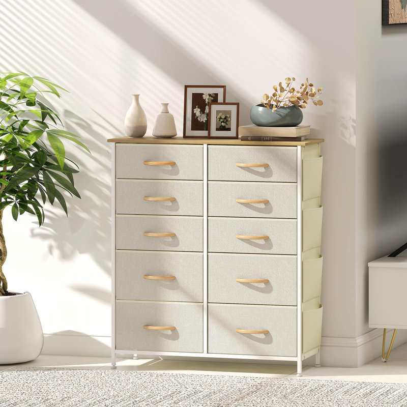 86 cm W Chest of 10 Drawers, Beige