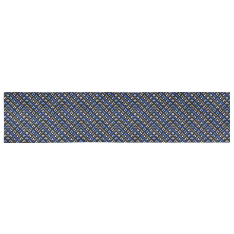 Chemin de table géométrique Avicia, 91,5 po x 17,5 po, Polyester, Bleu / Gris