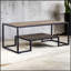 Table basse Idella en chêne rustique et finition noire avec structure en métal durable et tablette inférieure spacieuse