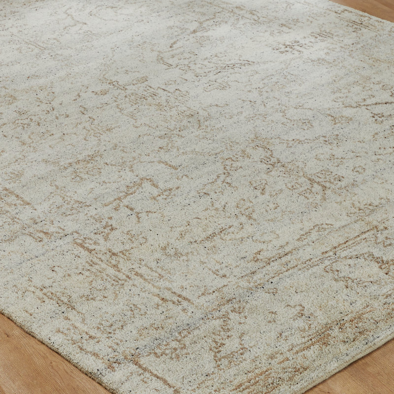 Nomad Haven Wool Hand Knotted Area Rug in Antique Linen, 8' x 10'