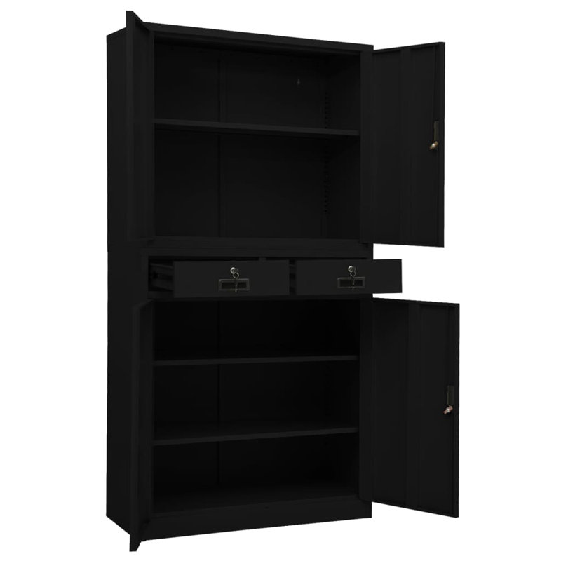 Classeur en métal avec tablettes pour bureau, Noir