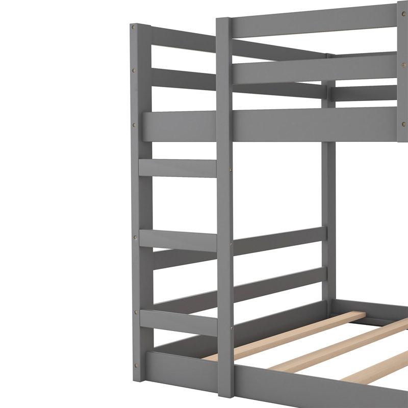 Genive Kids Bunk Bed, Gray, Twin