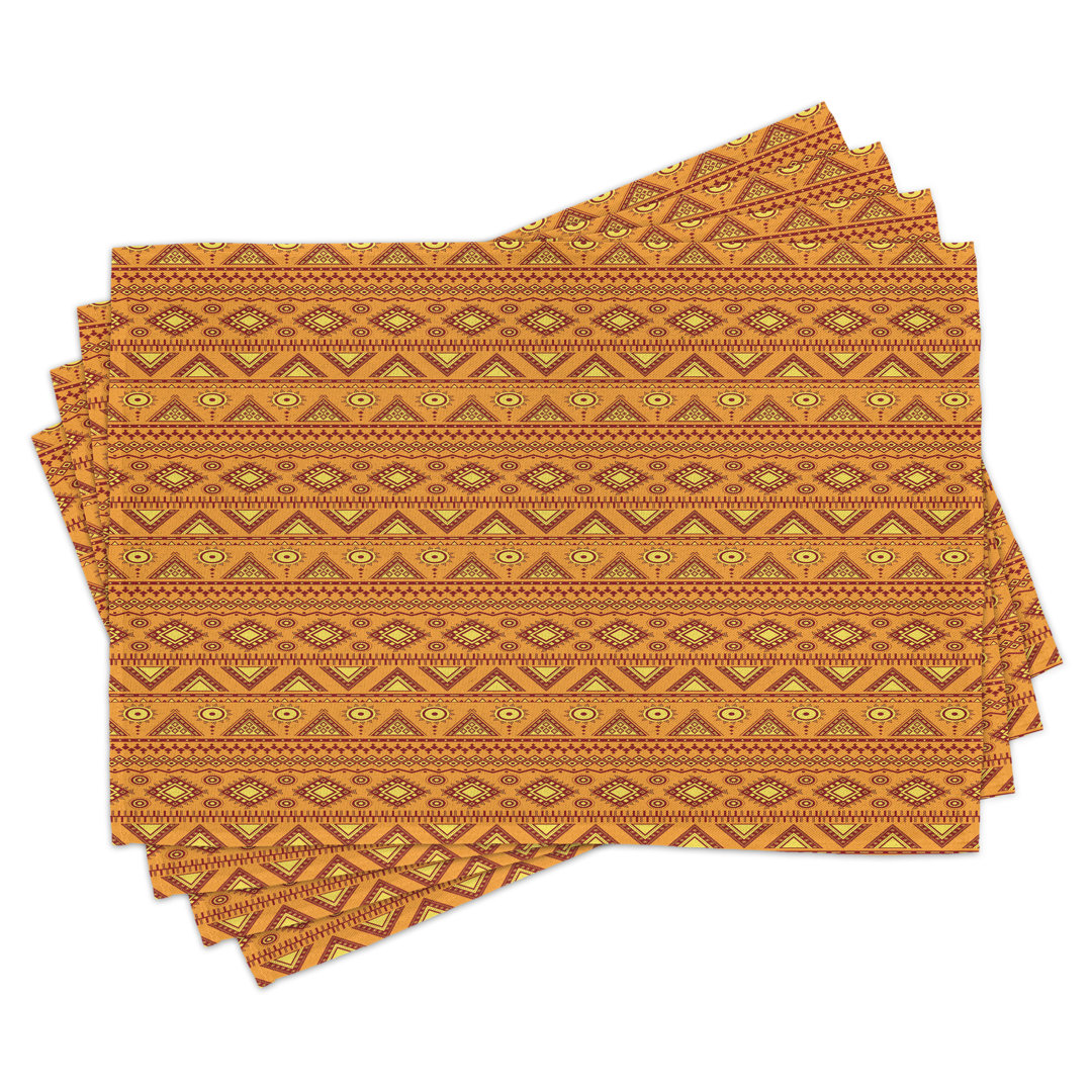 Platzmatten, Aztec Borders, Orange, Blasse Orange Burgund