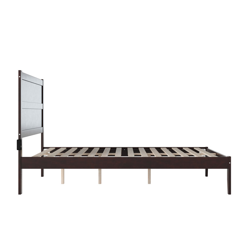 Teo Solid Wood Platform Bed , Queen, Espresso
