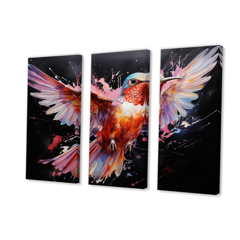Colibri coloré, battement d'aile, merveille 2 - Art mural colibri, H 28 po x l 36 po