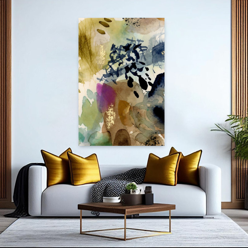 Aquarelle abstraite I, abstrait contemporain, paysage naturel, art mural, 60" H x 40" W