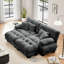 Canapé-lit Cloud Couch pour le salon, canapé en chenille 2 places avec coussins lombaires et rembourrés, canapé rembourré à accoudoirs larges avec repose-pieds pour plus de confort et de polyvalence-1395711201