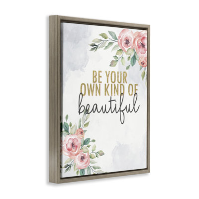 «Own Kind of Beautiful», art mural encadré sur toile flottante dorée, design par Kim Allen