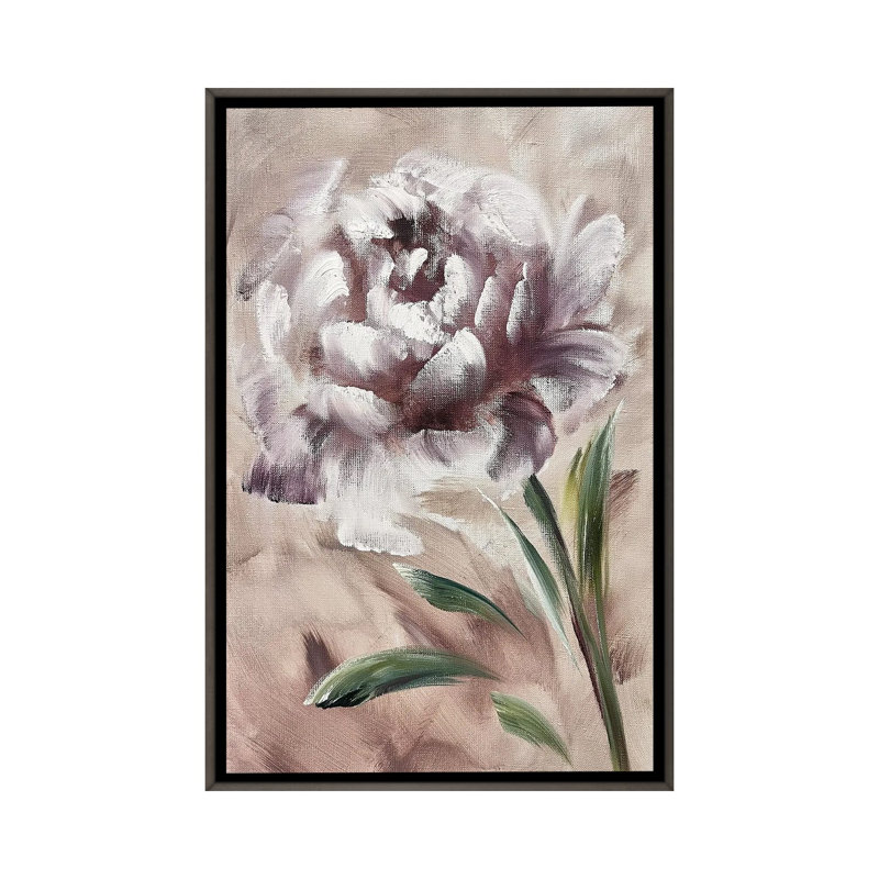 Fleur positive - reproduction d'art murale - toile encadrée, 60 po x 40 po, Toile avec cadre, Gris