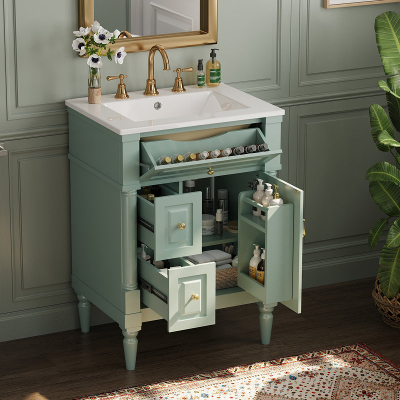 Meuble-lavabo 24 po avec lavabo, vert, Vert