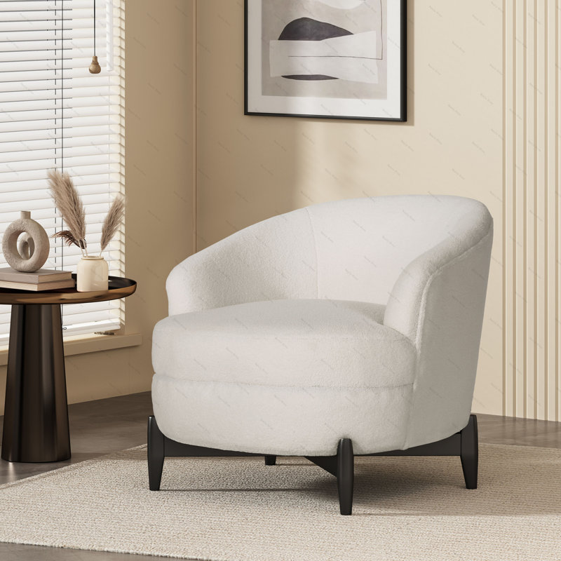 Hannon 29.5" Wide Polyester Armchair, White Fabric 1