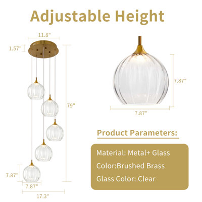 5-Light Cluster Pendant Light Led Chandelier