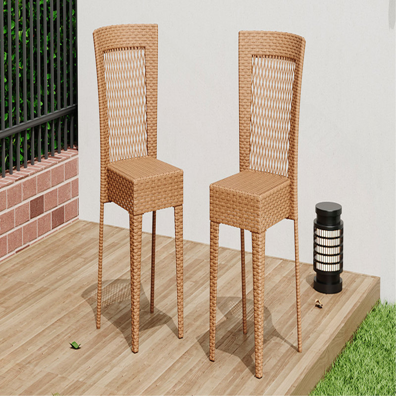 Ensemble de 2 chaises empilables FARLEY, brun clair