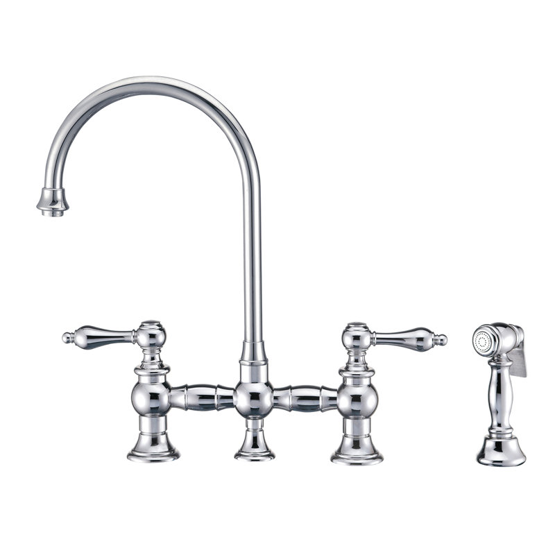 Robinet de cuisine à jet latéral Whitehaus Vintage III Plus, Chrome, Poignée levier