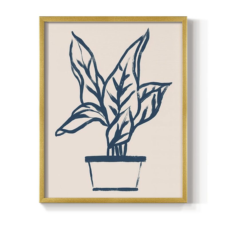 Marine Plant Sketches II, reproduction encadrée - bois massif, H 14 po x l 11 po