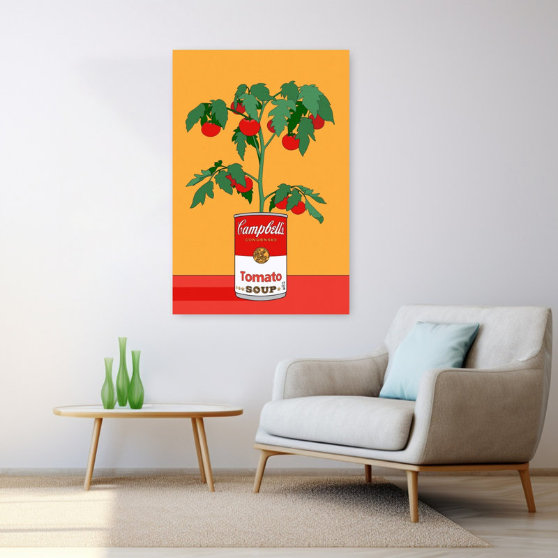 Art contemporain rétro, plante rétro, H 48 po x l 32 po