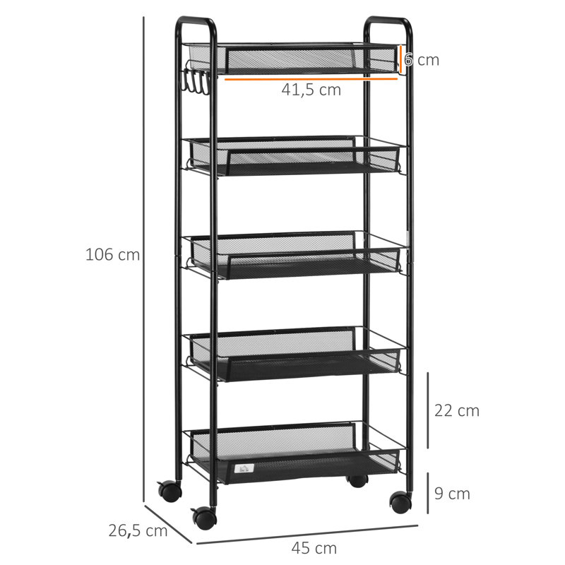 Angeliah 106cm H x 45cm W Utility Cart with Wheels