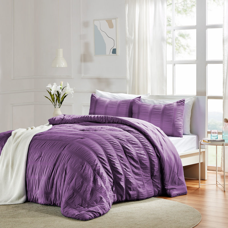 Polyester Comforter, Full/Queen Comforter + 2 Standard Shams, Purple