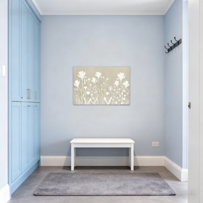 Plants & Flowers White Floral Silhouette On Beige Background