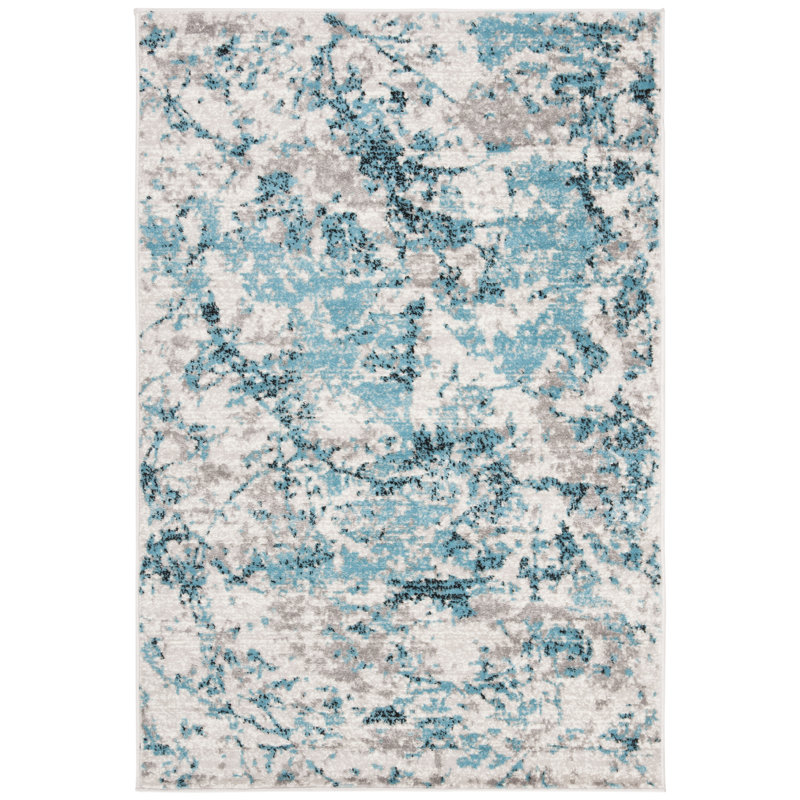 Tapis bleu / ivoire Cohan, Rectangle 4 pi x 6 pi