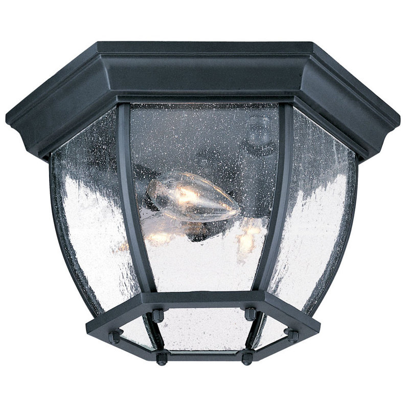 Porterfield Glass Flush Mount, Matte Black, Clear Seeded