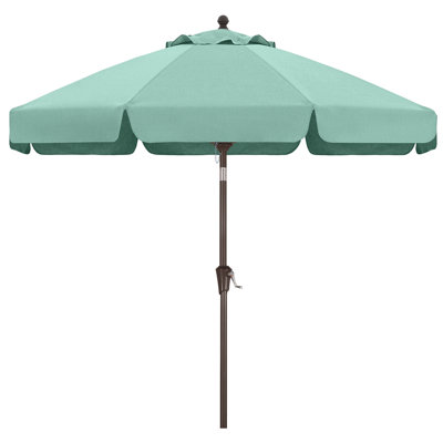9' Scalloped Olefin Market Umbrella with Tilt and Crank Lift