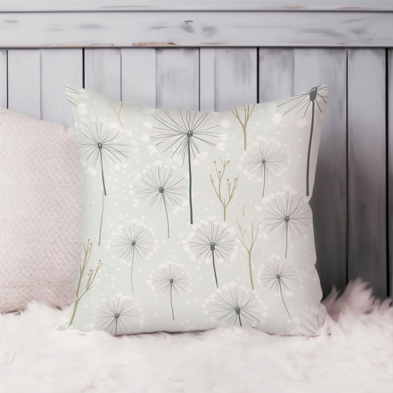 Botanical Dandelions Pattern I Pillow Cover, 18"H x 18"W