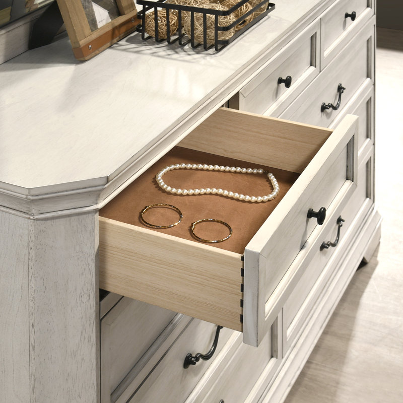 Commode 9 tiroirs Ailany, Blanc antique