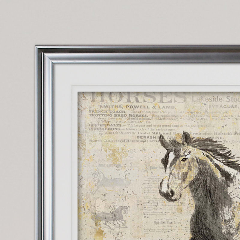 Golden Stallion II - imprimé, Cadre argenté, H 31 po x l 43 po x P 1,5 po