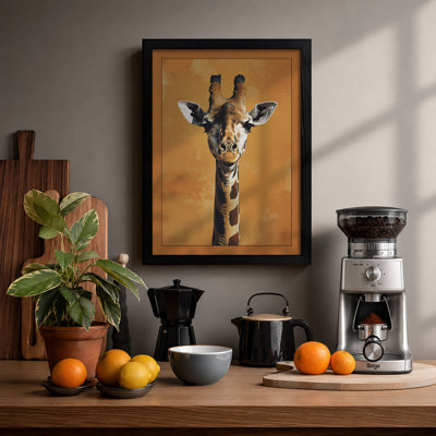 Giraffe Portrait Modern - Framed Print