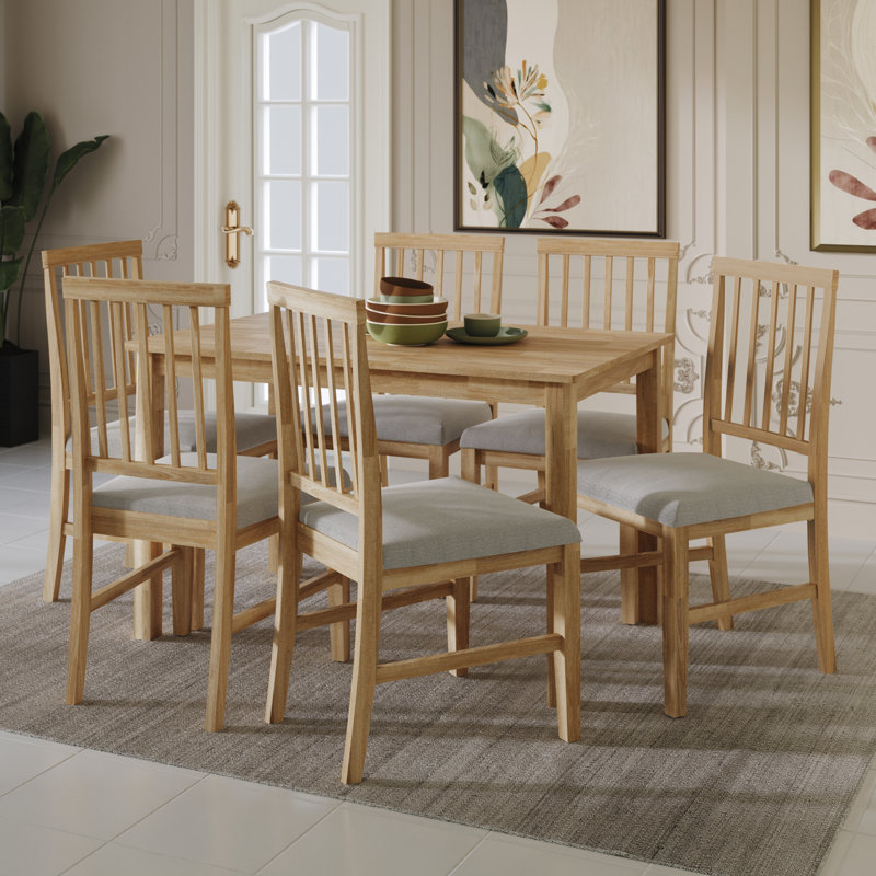 Ensemble de salle à manger Nivens, Chêne naturel, 7 pièces : table, 6 chaises