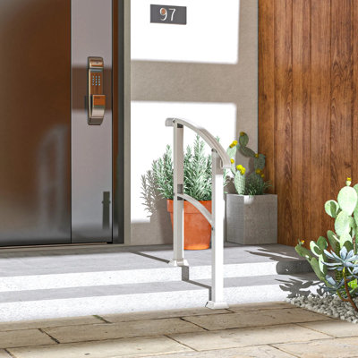 Adjustable Angle Outdoor Stair Handrail, Elegant Curly Design Easy Install Anti-slip Safety Grab Bar Fit Brick Wood Concrete Steps For Patio Yard Entryway Use