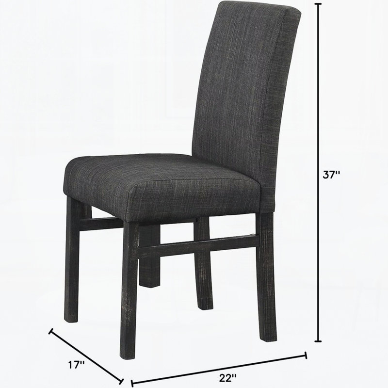 Chaise d'appoint rembourrée en lin transitionnelle pour la cuisine et la salle à manger (ensemble de 2), Gris anthracite