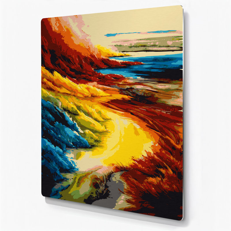 Aquarelle, paysage 99, art mural en métal brun, H 20 po x l 16 po