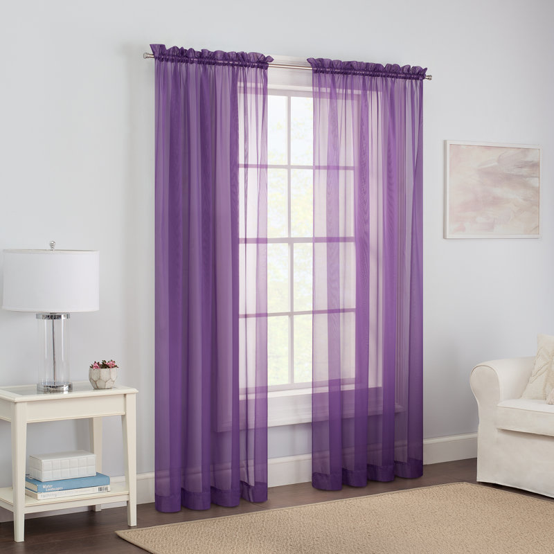 Kober Sheer Curtain Panel Pair, Purple, 59"W x 95"L