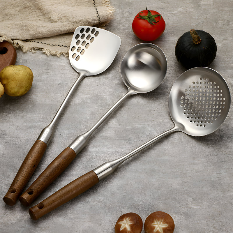 Ensemble d'ustensiles de cuisine en acier inoxydable 304 de qualité supérieure pour la cuisson, la friture et la cuisson