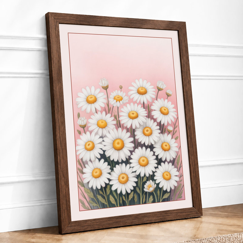 Daisy Arrangement Botanical - Framed Print, Walnut, A4 - 29.7 x 21.0 cm