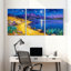 Abstrait ciel nocturne montagne lac rivage étoiles lune reflets herbe ensemble de 3 impressions d'art sur toile