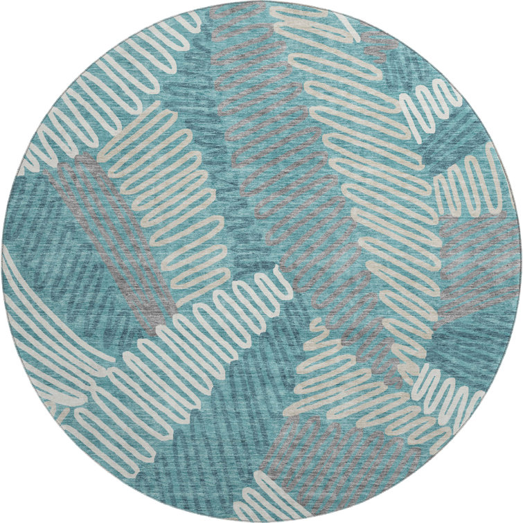 Premium Machine Washable Prisco Teal Rug