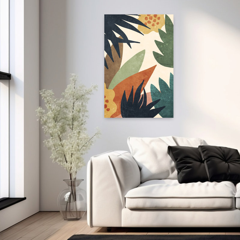 Art floral abstrait, contemporain, nature, tropical, formes florales 2, 36" H x 24" W